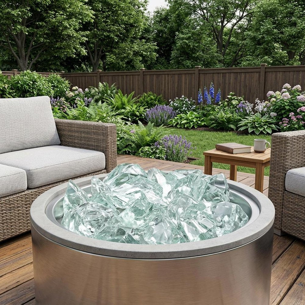 Clear Reflective Fire Pit Glass - Decorative Round Outdoor Fire Glass