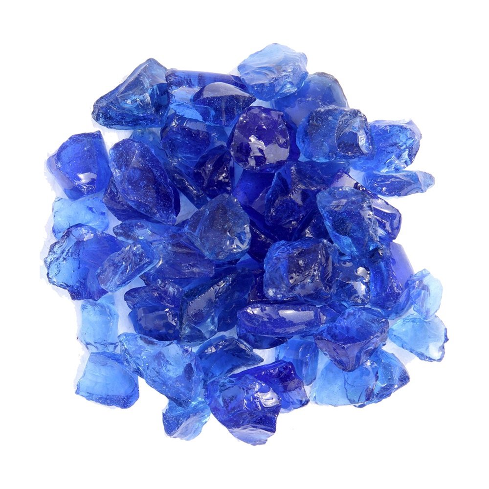Blue Reflective Fire Pit Glass - Decorative Round Outdoor Fire Glass