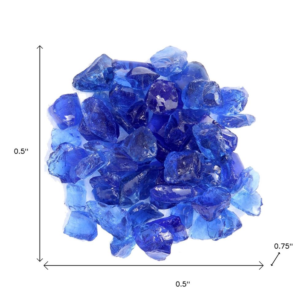 Blue Reflective Fire Pit Glass - Decorative Round Outdoor Fire Glass
