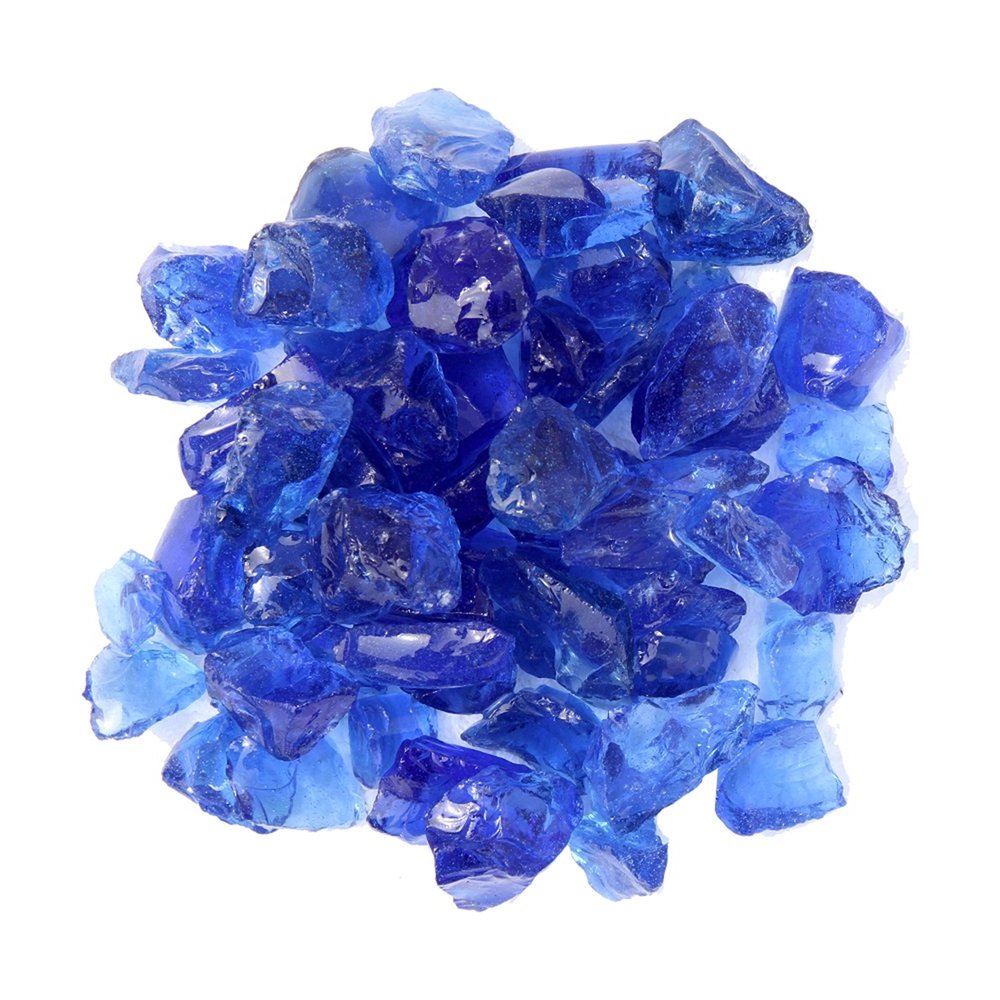 Blue Reflective Fire Pit Glass - Decorative Round Outdoor Fire Glass