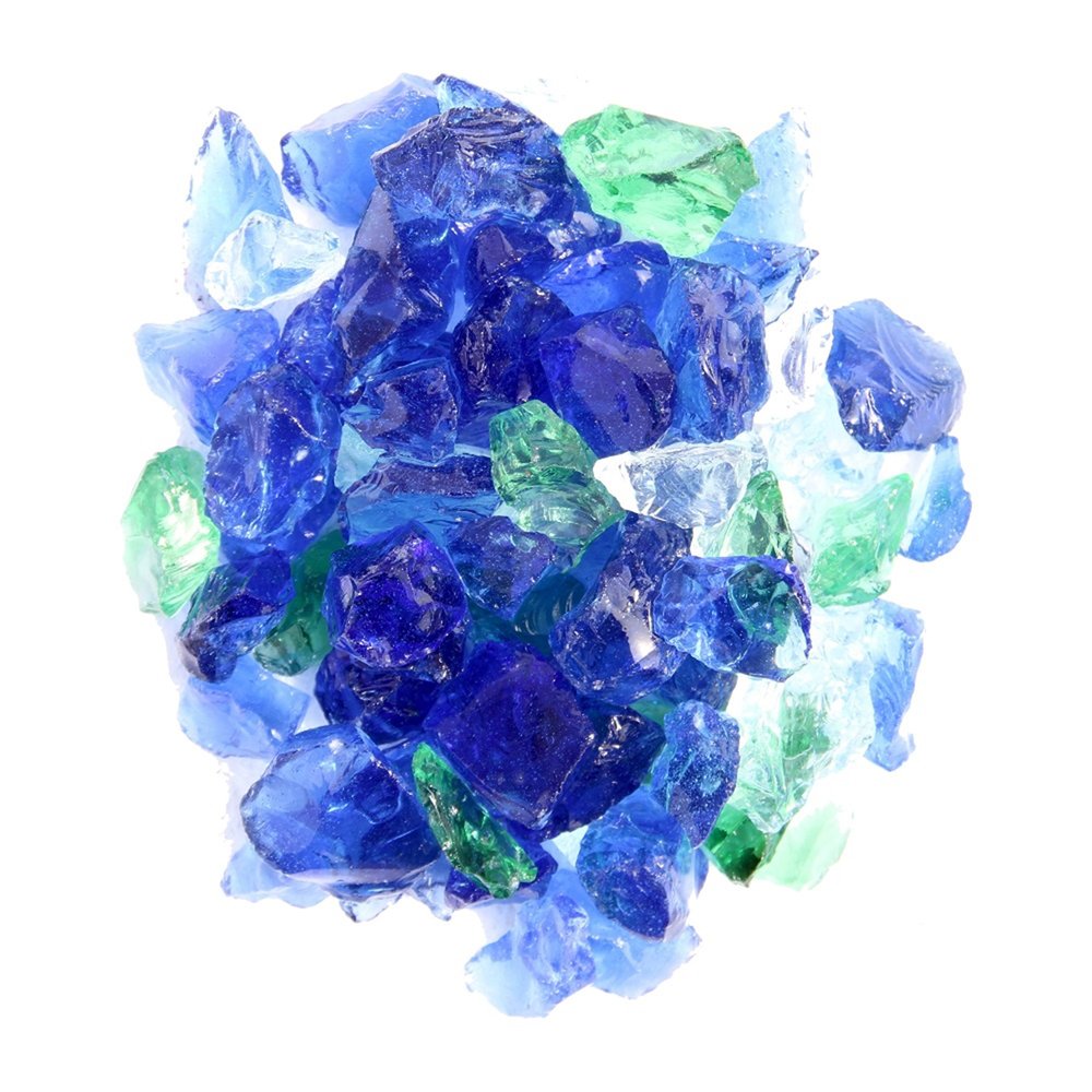 Blue & Green Reflective Fire Pit Glass - Decorative Round Outdoor Fire Glass