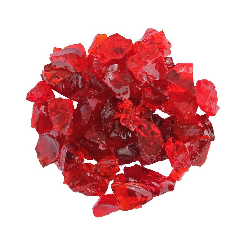 Red Reflective Fire Pit Glass - Decorative Round Outdoor Fire Glass