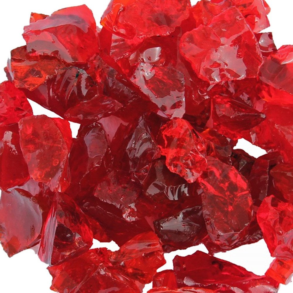 Red Reflective Fire Pit Glass - Decorative Round Outdoor Fire Glass