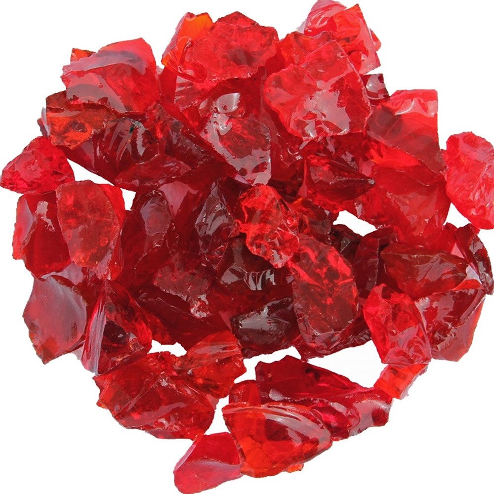 Red Reflective Fire Pit Glass - Decorative Round Outdoor Fire Glass