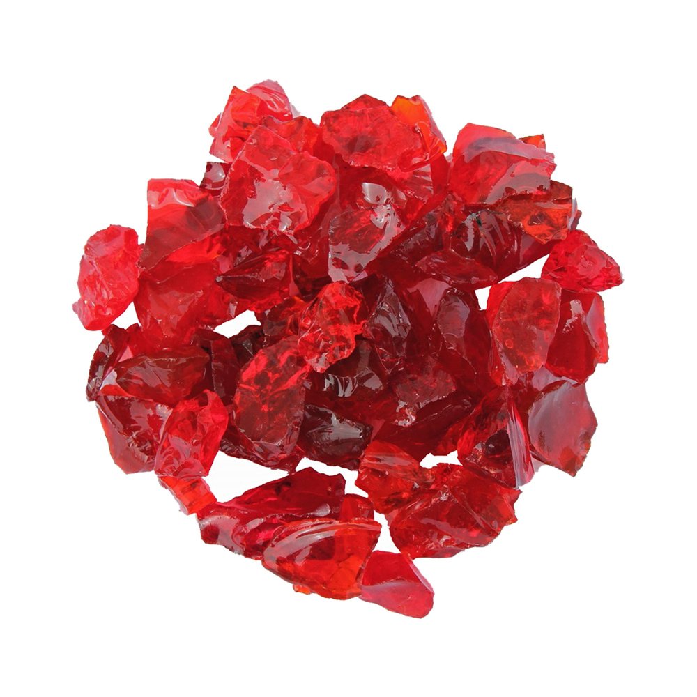 Red Reflective Fire Pit Glass - Decorative Round Outdoor Fire Glass
