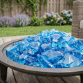 Turquoise Reflective Fire Pit Glass - Decorative Round Outdoor Fire Glass