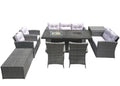 9-Piece Gray Wicker Outdoor Patio Conversation Set with Fire Pit & Table