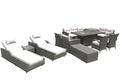 12-Piece Gray Wicker Outdoor Patio Conversation Set with Fire Pit & Table