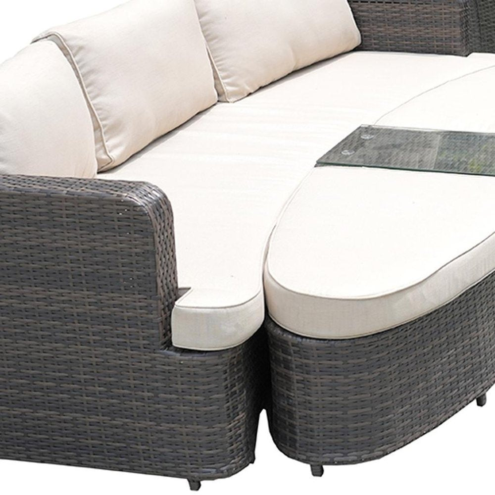 11-Piece Gray Wicker Outdoor Patio Conversation Set with Fire Pit & Table