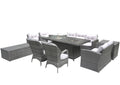 10-Piece Gray Wicker Outdoor Patio Conversation Set with Fire Pit & Table