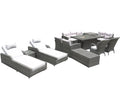 12-Piece Outdoor Gray Wicker Outdoor Patio Conversation Set Fire Pit Included with White Cushions