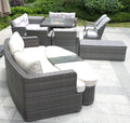 11-Piece Gray Wicker Outdoor Patio Conversation Set with Fire Pit & Table