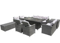 9-Piece Gray Wicker Outdoor Patio Conversation Set with Fire Pit & Table