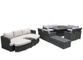 10-Piece Gray Wicker Outdoor Patio Conversation Set with Fire Pit & Table