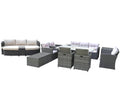 11-Piece Gray Wicker Outdoor Patio Conversation Set with Fire Pit & Table