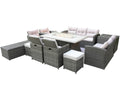 11-Piece Gray Wicker Outdoor Patio Conversation Set with Fire Pit & Table