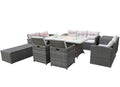 9-Piece Gray Wicker Outdoor Patio Conversation Set with Fire Pit & Table