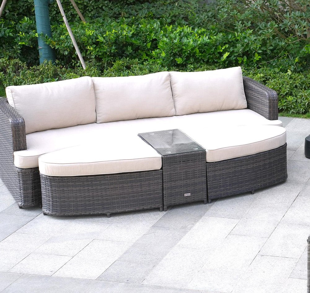 11-Piece Gray Wicker Outdoor Patio Conversation Set with Fire Pit & Table