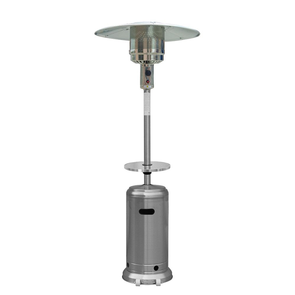48,000 BTU Silver Propane Patio Heater - Freestanding Steel Outdoor Heater