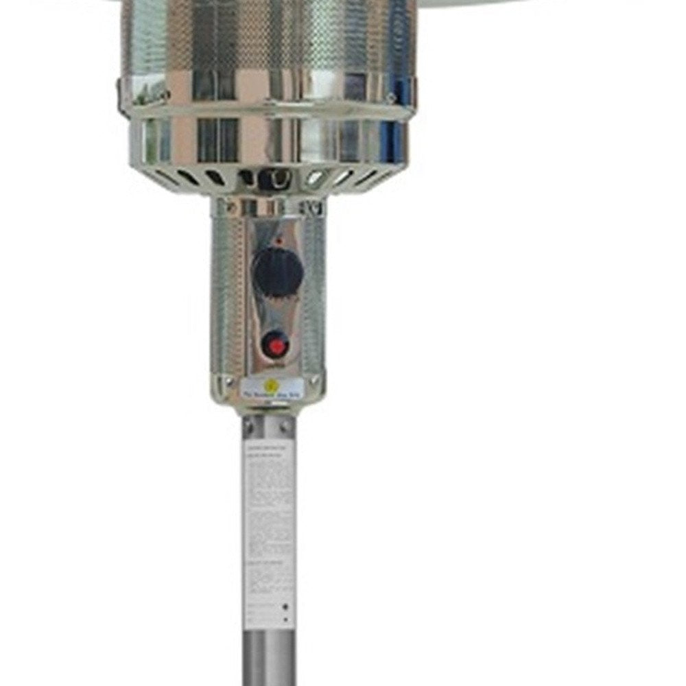 48,000 BTU Silver Propane Patio Heater - Freestanding Steel Outdoor Heater