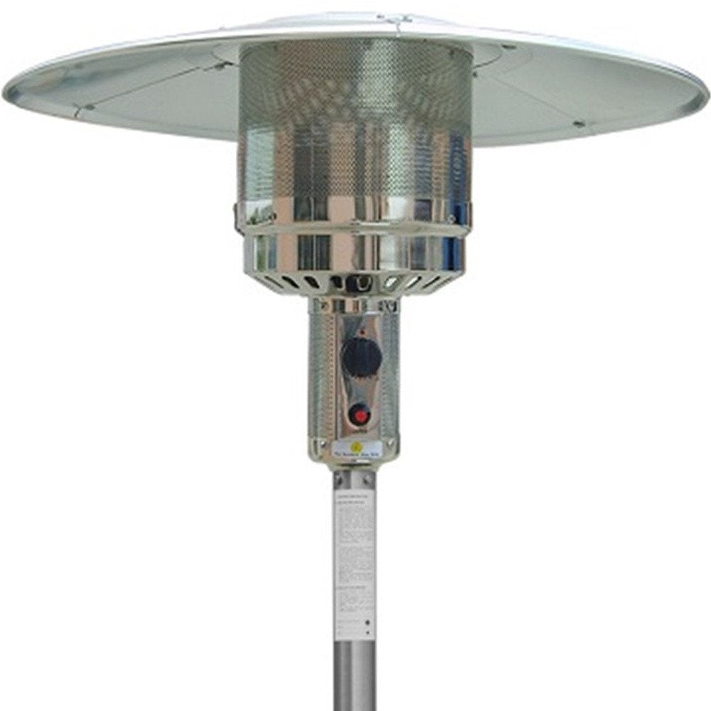 48,000 BTU Silver Propane Patio Heater - Freestanding Steel Outdoor Heater