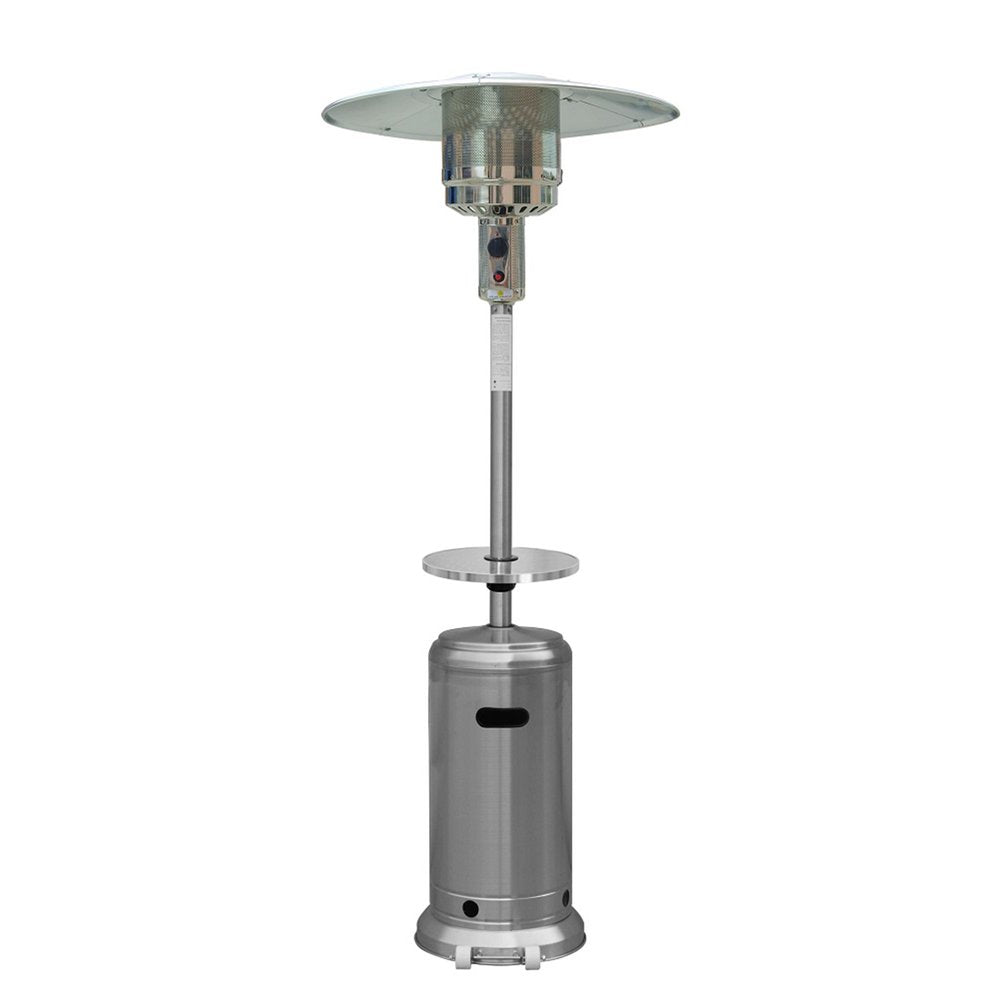 48,000 BTU Silver Propane Patio Heater - Freestanding Steel Outdoor Heater
