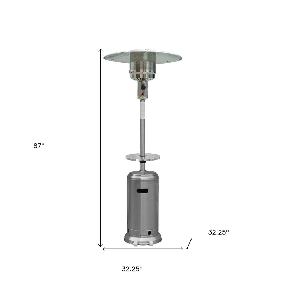 48,000 BTU Silver Propane Patio Heater - Freestanding Steel Outdoor Heater