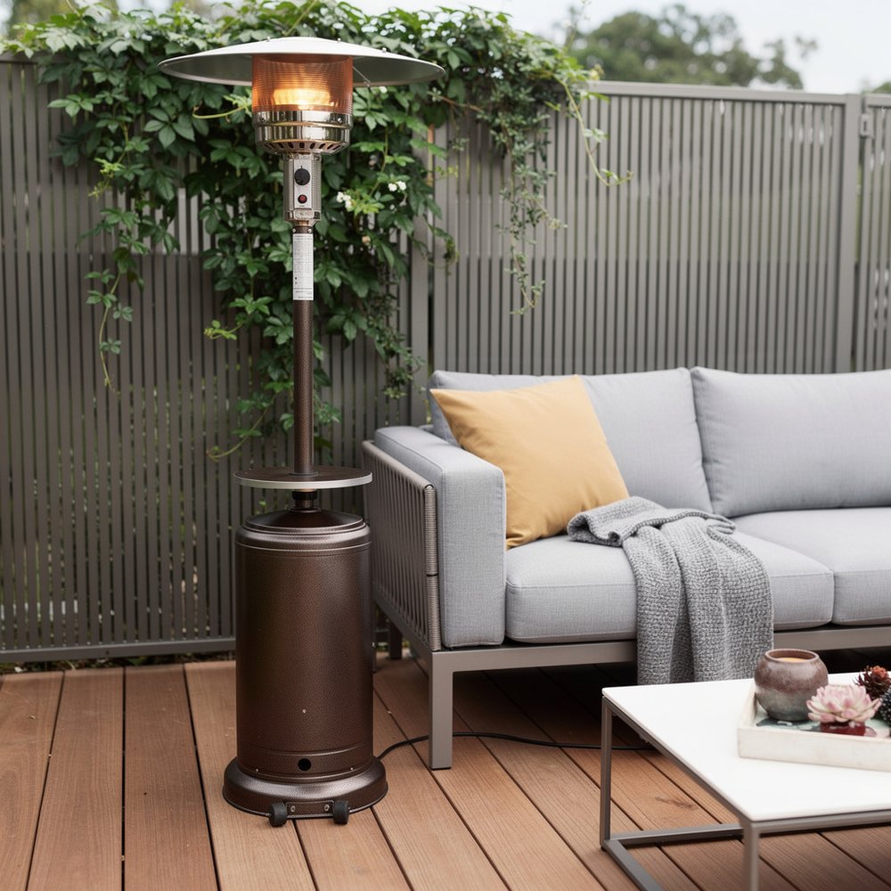 48,000 BTU Bronze Propane Patio Heater - Freestanding Steel Outdoor Heater