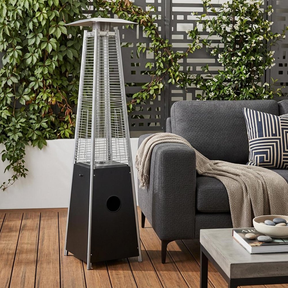 41,000 BTU Black Propane Patio Heater - Freestanding Pyramid Steel Outdoor Heater