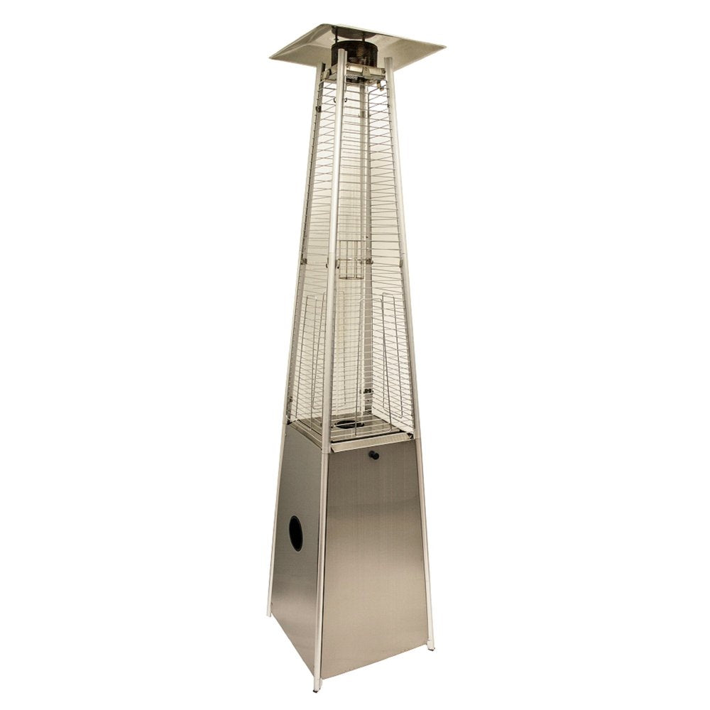 41,000 BTU Silver Propane Patio Heater - Freestanding Pyramid Steel Outdoor Heater