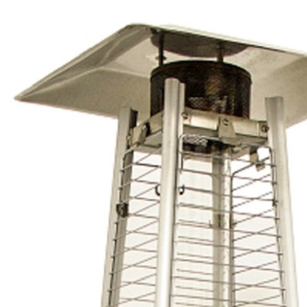 41,000 BTU Silver Propane Patio Heater - Freestanding Pyramid Steel Outdoor Heater