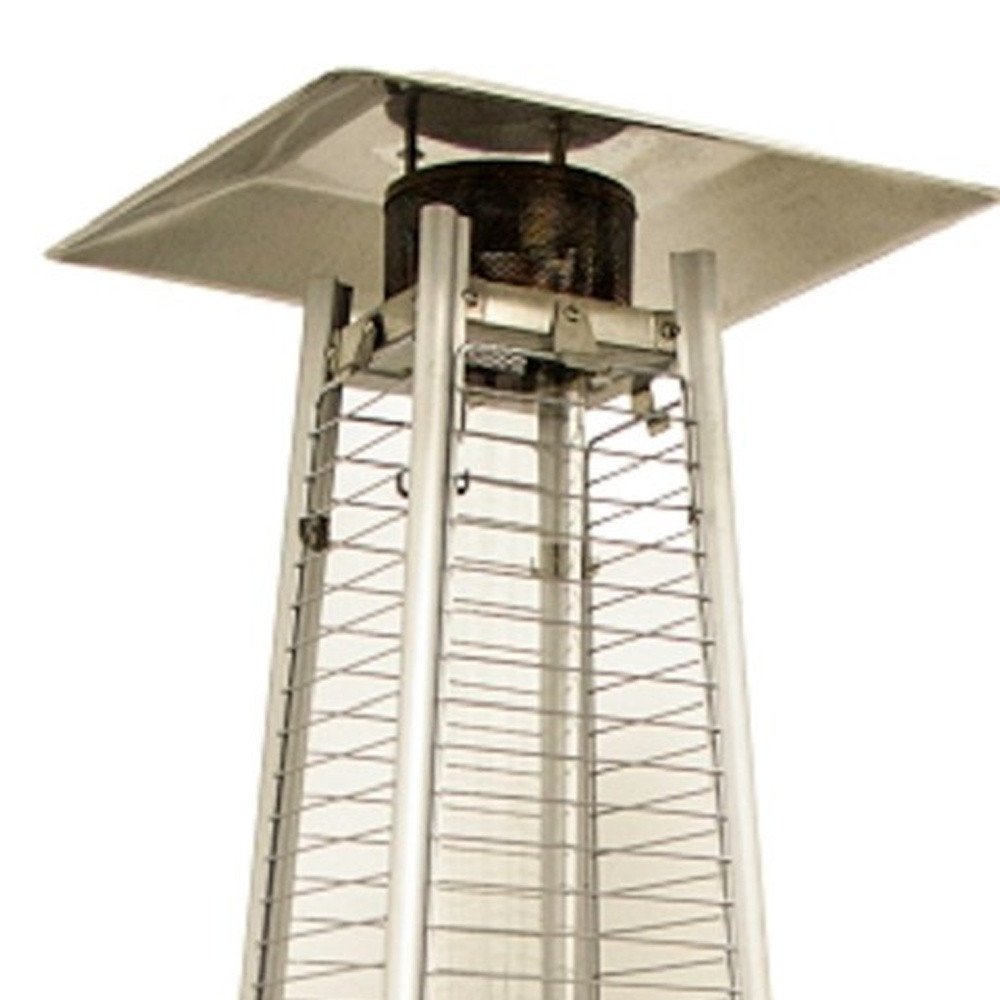 41,000 BTU Silver Propane Patio Heater - Freestanding Pyramid Steel Outdoor Heater