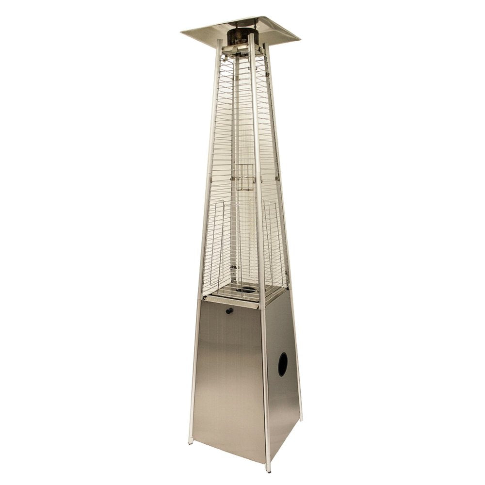 41,000 BTU Silver Propane Patio Heater - Freestanding Pyramid Steel Outdoor Heater