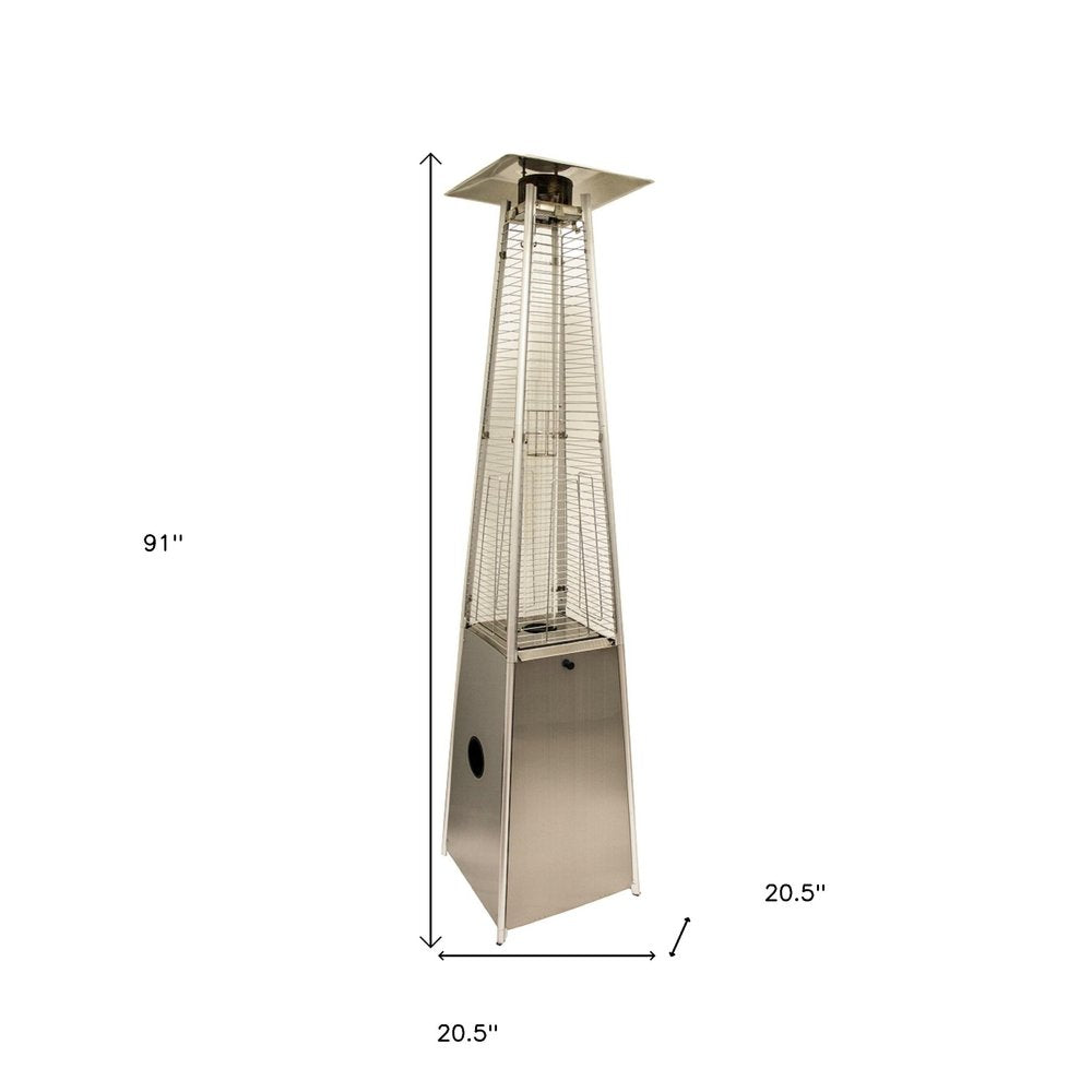 41,000 BTU Silver Propane Patio Heater - Freestanding Pyramid Steel Outdoor Heater