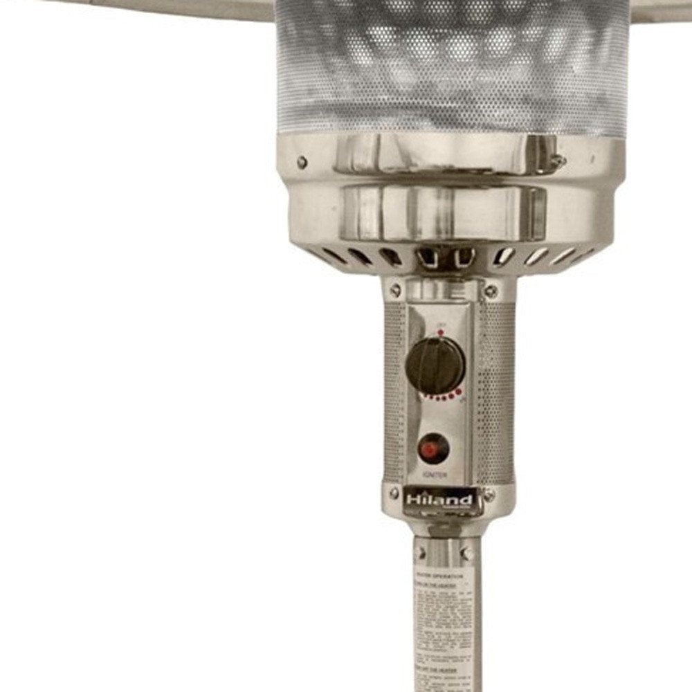 48,000 BTU Silver Propane Patio Heater - Freestanding Steel Outdoor Heater