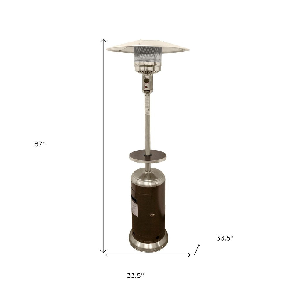 48,000 BTU Silver Propane Patio Heater - Freestanding Steel Outdoor Heater