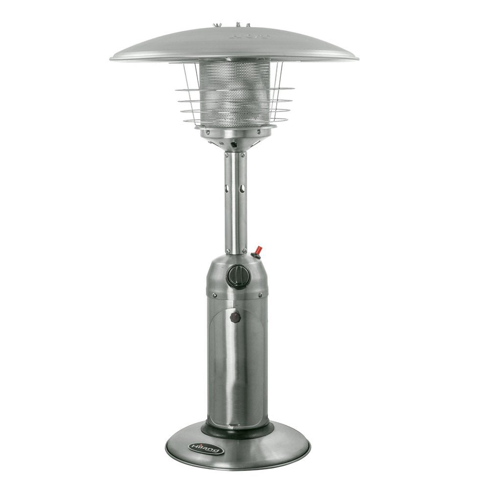 11,000 BTU Silver Propane Patio Heater - Tabletop Steel Outdoor Heater