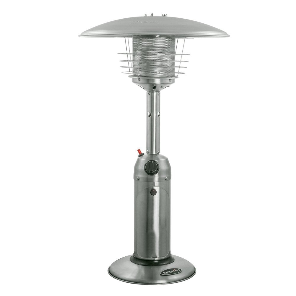 11,000 BTU Silver Propane Patio Heater - Tabletop Steel Outdoor Heater