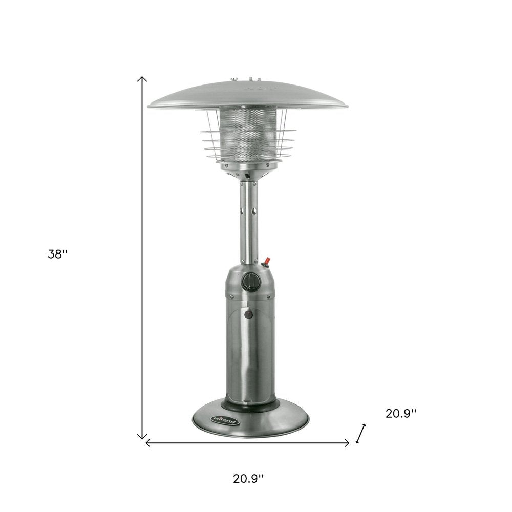 11,000 BTU Silver Propane Patio Heater - Tabletop Steel Outdoor Heater