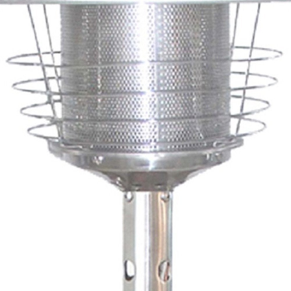 11,000 BTU Silver Propane Patio Heater - Tabletop Steel Outdoor Heater