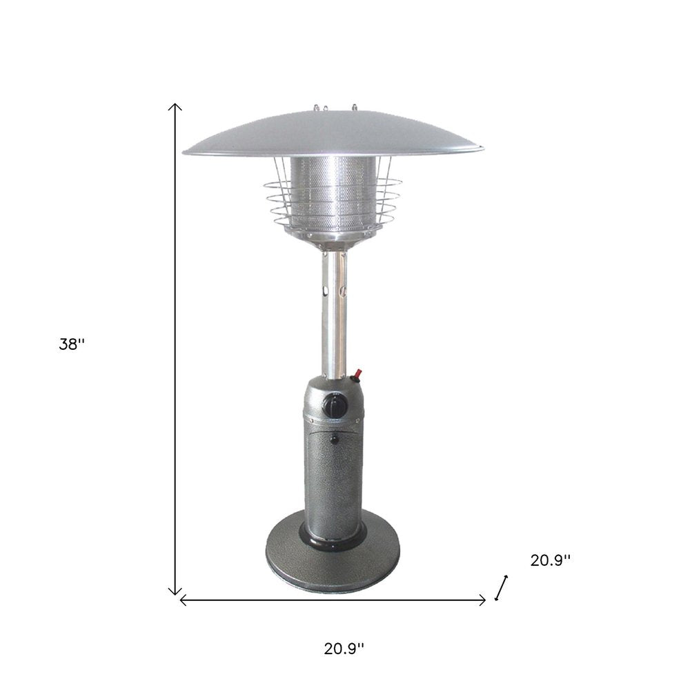 11,000 BTU Silver Propane Patio Heater - Tabletop Steel Outdoor Heater