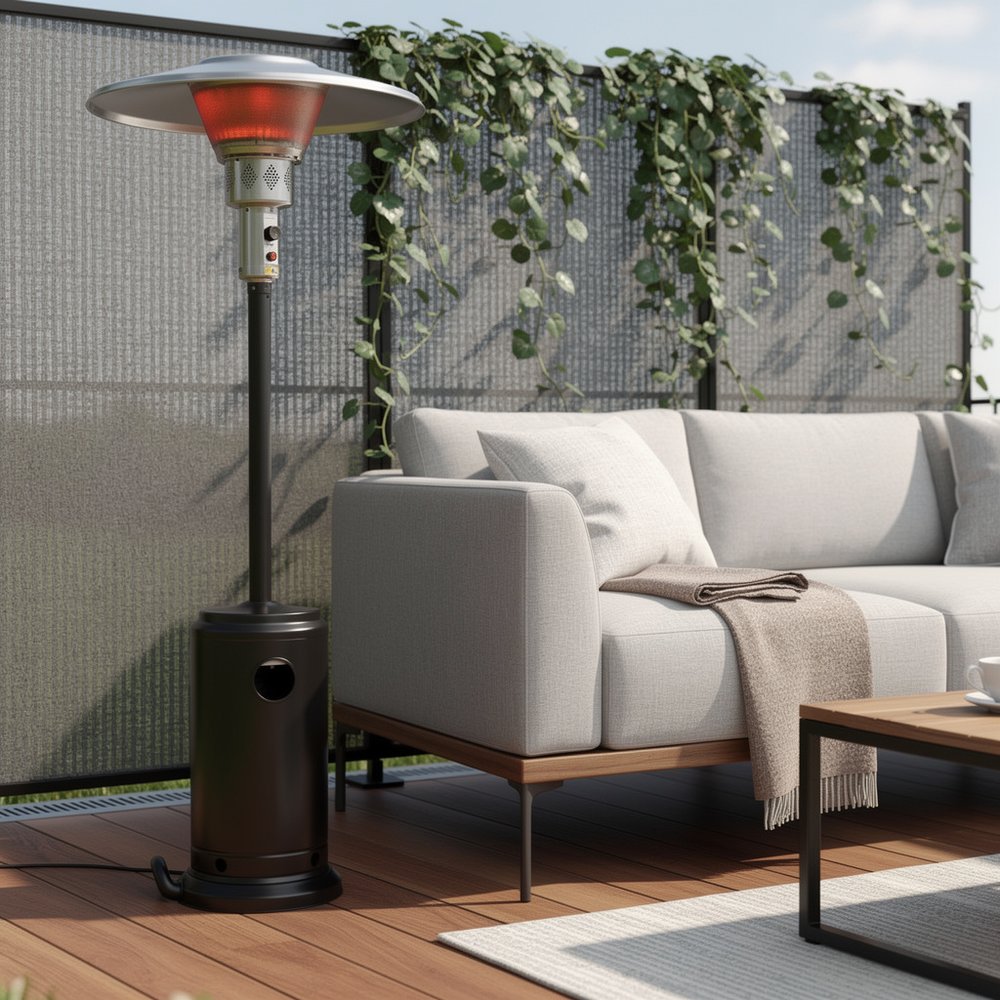 40,000 BTU Black Propane Patio Heater - Freestanding Steel Outdoor Heater