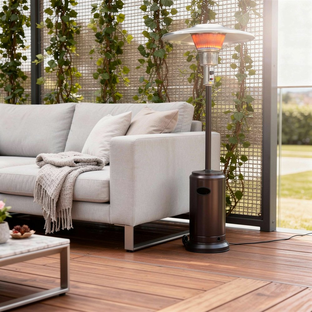 40,000 BTU Bronze Propane Patio Heater - Freestanding Steel Outdoor Heater