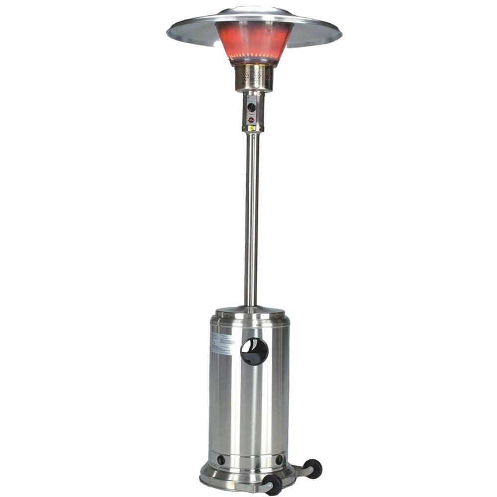 40,000 BTU Silver Propane Patio Heater - Freestanding Steel Outdoor Heater