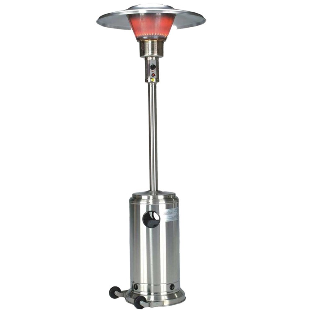 40,000 BTU Silver Propane Patio Heater - Freestanding Steel Outdoor Heater