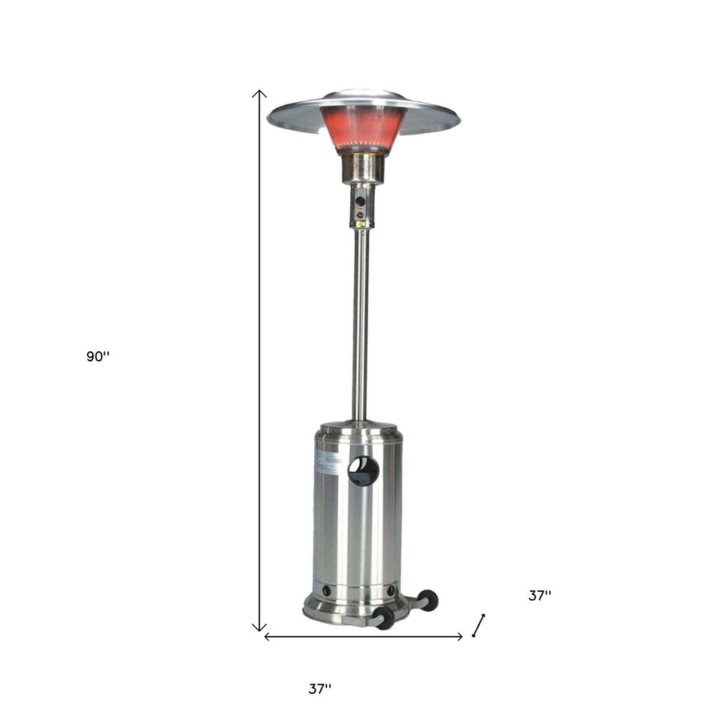 40,000 BTU Silver Propane Patio Heater - Freestanding Steel Outdoor Heater