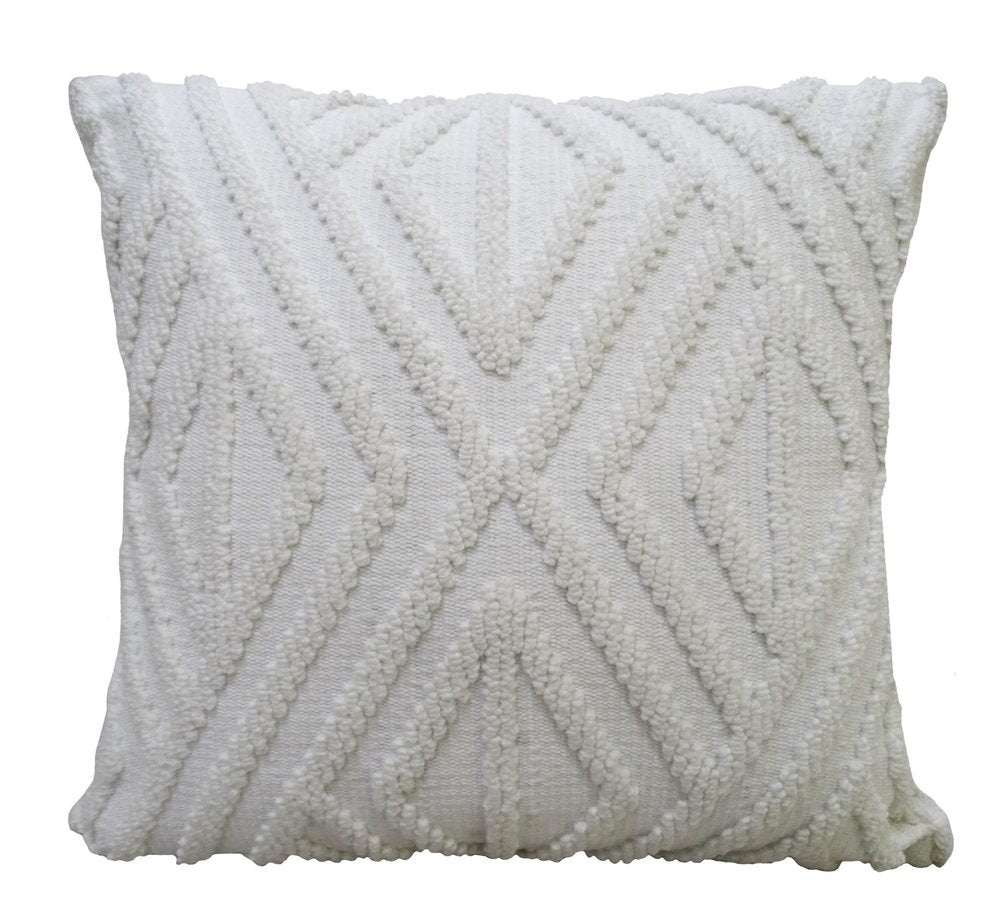 18" x 18" White Zippered Diamond Indoor/Outdoor Patio Throw Pillow