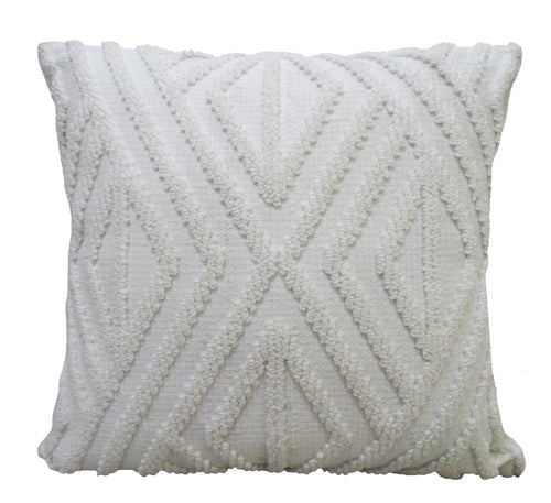 18" x 18" White Zippered Diamond Indoor/Outdoor Patio Throw Pillow