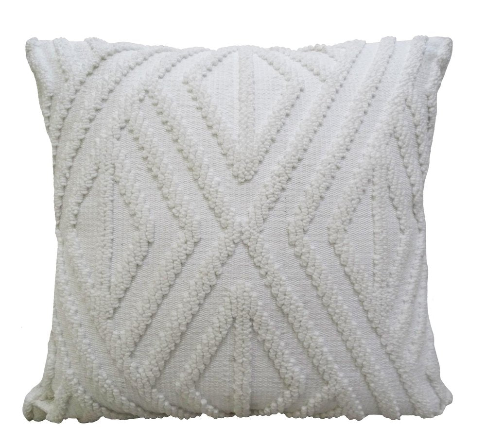 18" x 18" White Zippered Diamond Indoor/Outdoor Patio Throw Pillow