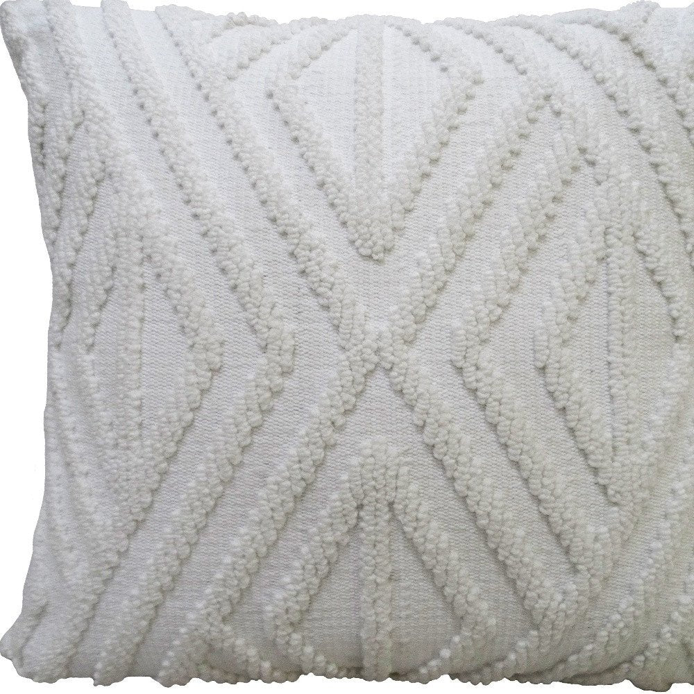 18" x 18" White Zippered Diamond Indoor/Outdoor Patio Throw Pillow